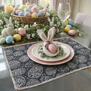 Shabby Chic by Rachel Ashwell Set of 4 Easter Egg Placemats Teal Blue and White